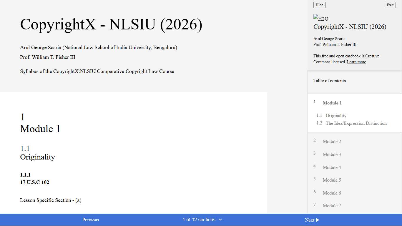 CopyrightX - NLSIU (2026): Module 1